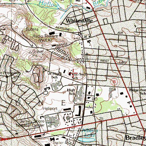 Topographic Map of Monmouth County Academy of Allied Health and Science School, NJ