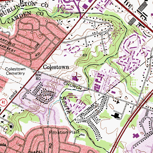 Topographic Map of Thomas Paine Elementary School, NJ
