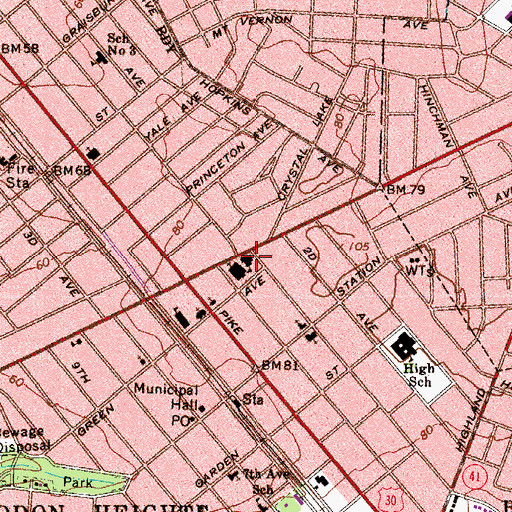 Topographic Map of Saint Rose of Lima Elementary School, NJ