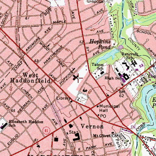 Topographic Map of Christ The King Regional School, NJ