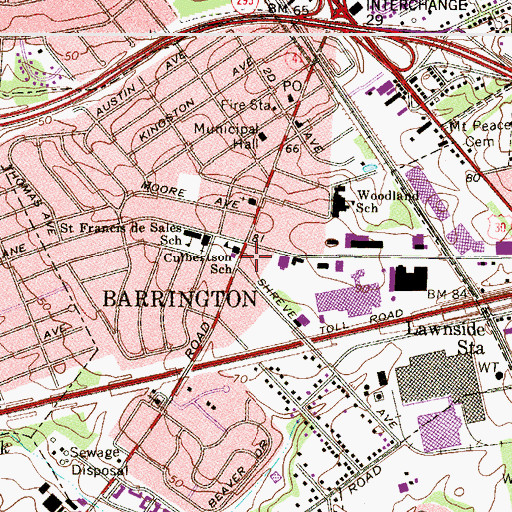 Topographic Map of Castle Academy Elementary School, NJ