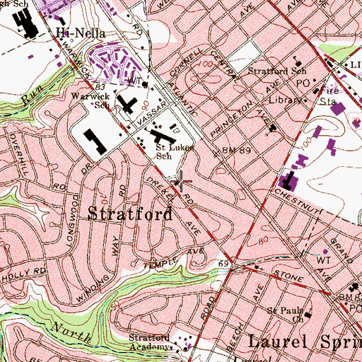 Topographic Map of Stratford Classical Christian Academy School, NJ
