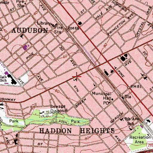 Topographic Map of Brookfield Elementary School, NJ