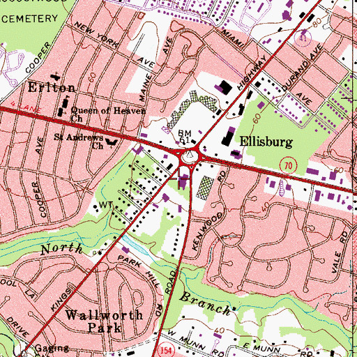 Topographic Map of Bancroft School - Cherry Hill, NJ