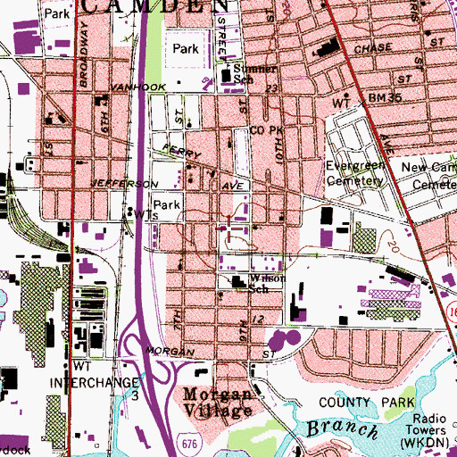 Topographic Map of Mount Olivet Seventh Day Adventist School, NJ