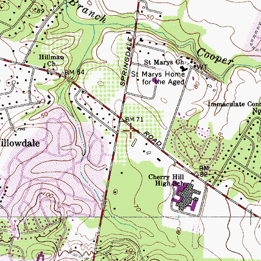 Topographic Map of Temple Emanuel Preschool, NJ