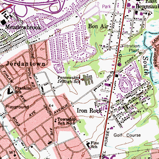 Topographic Map of Pennsauken Intermediate School, NJ