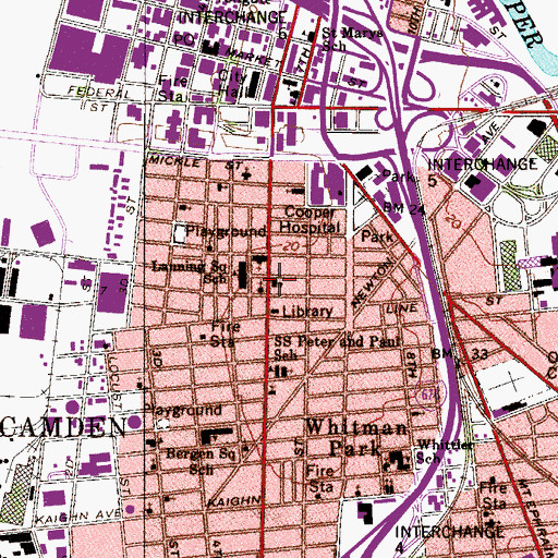 Topographic Map of Lanning Elementary School Annex, NJ