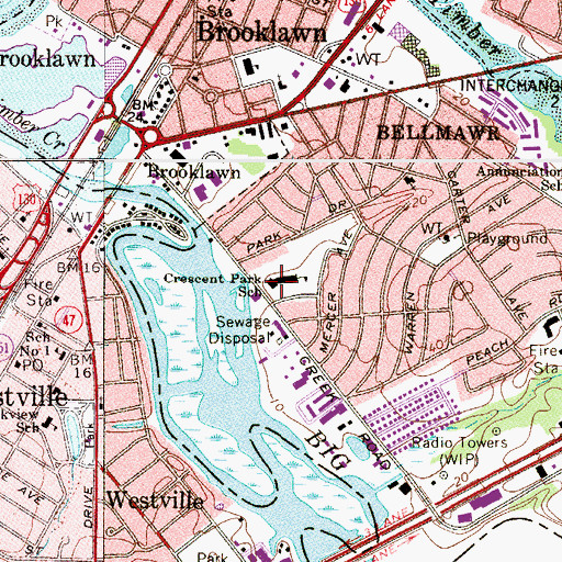 Topographic Map of Larc School, NJ