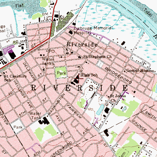 Topographic Map of Riverside Middle School, NJ