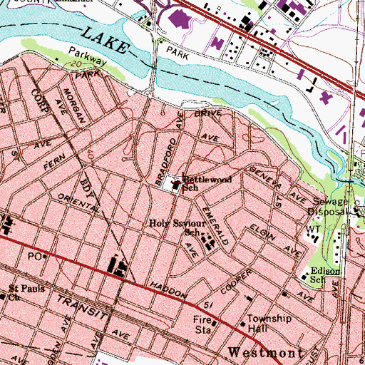 Topographic Map of Strawbridge Elementary School, NJ