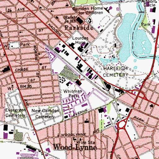 Topographic Map of Brimm Medical Arts High School, NJ