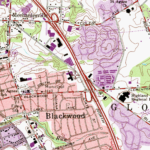 Topographic Map of Blackwood Elementary School, NJ
