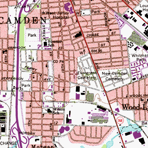 Topographic Map of Riletta T Cream Elementary School, NJ