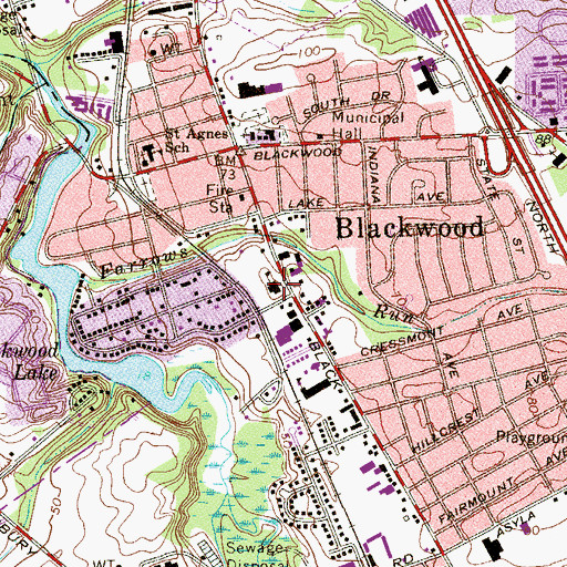 Topographic Map of Gloucester Township Elementary School, NJ