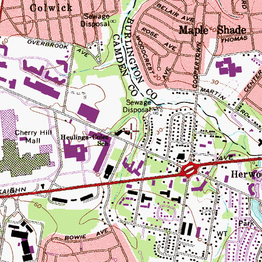 Topographic Map of Y A L E School - Cherry Hill, NJ