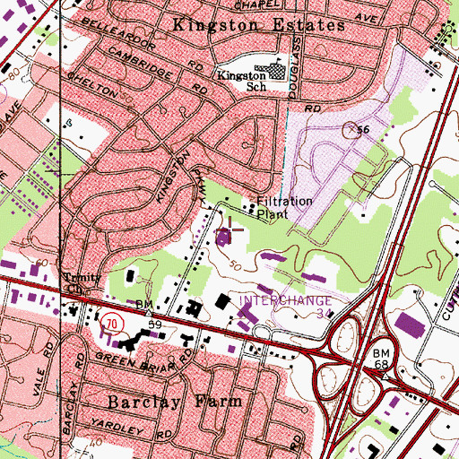 Topographic Map of Cherry Hill Alternative High School, NJ