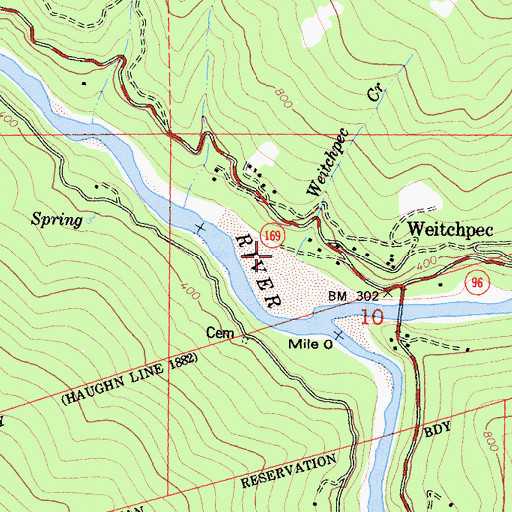 Topographic Map of Weitchpec Creek, CA
