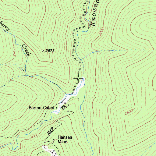 Topographic Map of West Fork Knownothing Creek, CA
