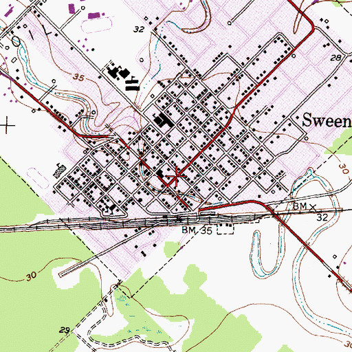 Topographic Map of Sweeny Police Department, TX
