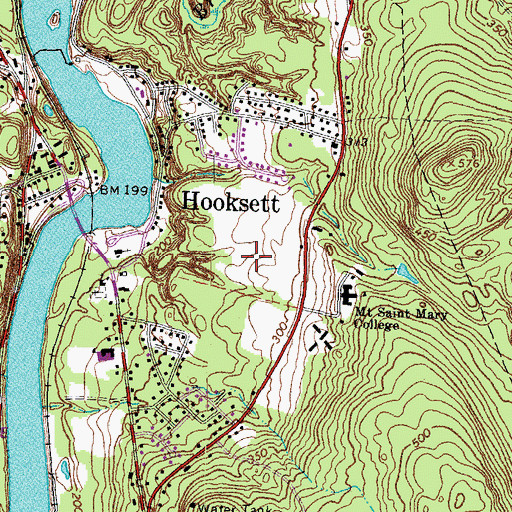 Topographic Map of Hooksett Census Designated Place, NH