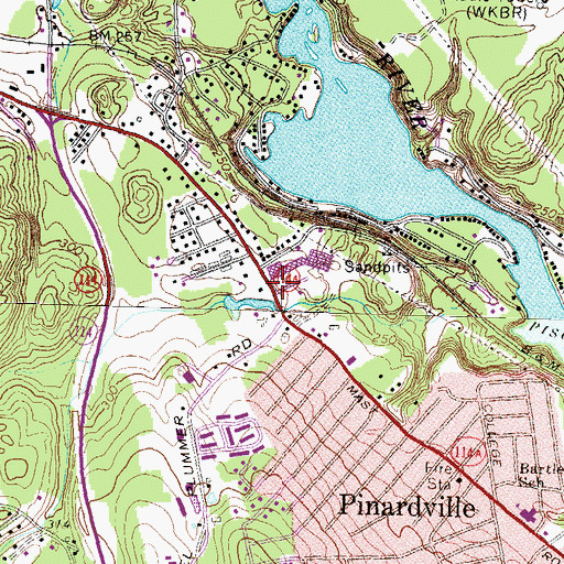 Topographic Map of Pinardville Census Designated Place, NH