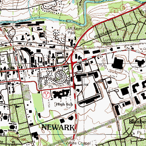 Topographic Map of Newark Free Library, DE