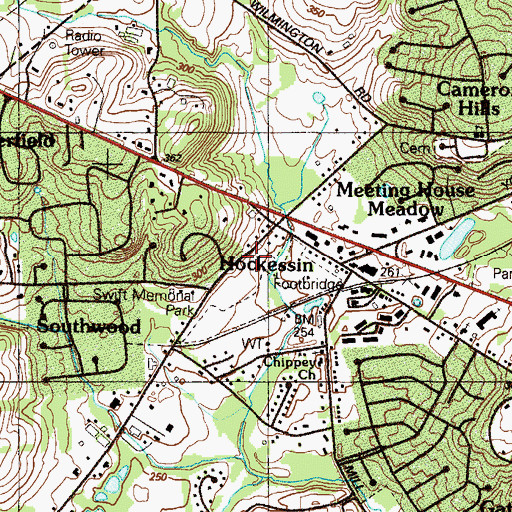 Topographic Map of Hockessin Public Library, DE