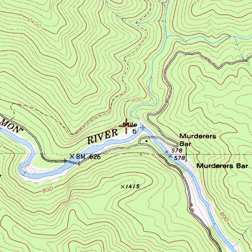 Topographic Map of Wooley Creek, CA