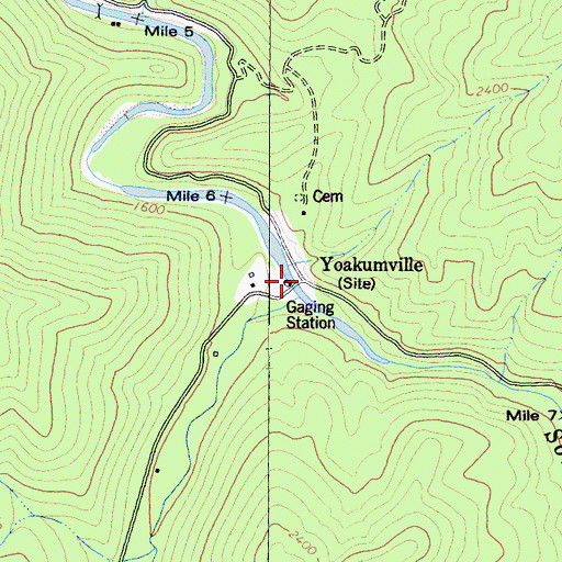 Topographic Map of Yoakumville, CA