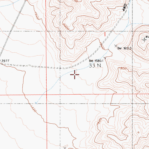 Topographic Map of Pushawalla Canyon, CA