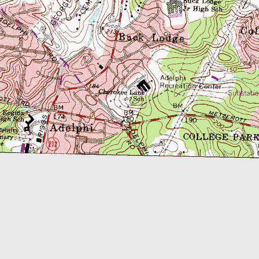 Topographic Map of Adelphi Census Designated Place, MD