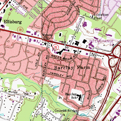 Topographic Map of Barclay-Kingston Census Designated Place (historical), NJ