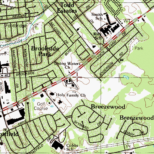 Topographic Map of Brookside Census Designated Place, DE