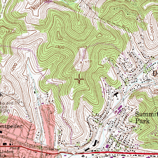 Topographic Map of Despard Census Designated Place, WV