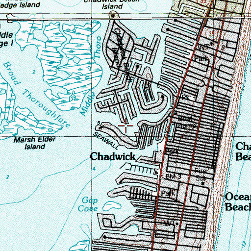 Topographic Map of Dover Beaches North Census Designated Place, NJ