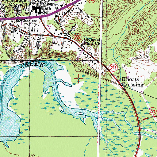 Topographic Map of Potomac Heights Census Designated Place, MD