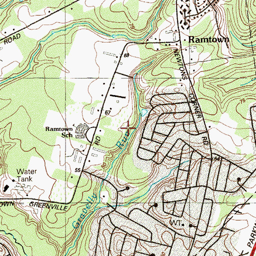 Topographic Map of Ramtown Census Designated Place, NJ