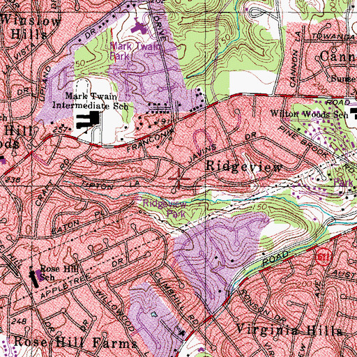 Topographic Map of Rose Hill Census Designated Place, VA