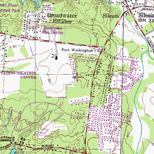 Topographic Map of Fort Washington Census Designated Place, MD
