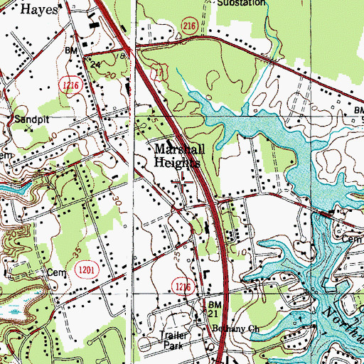 Topographic Map of Gloucester Point Census Designated Place, VA