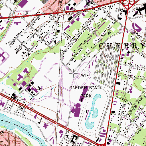 Topographic Map of Golden Triangle Census Designated Place, NJ