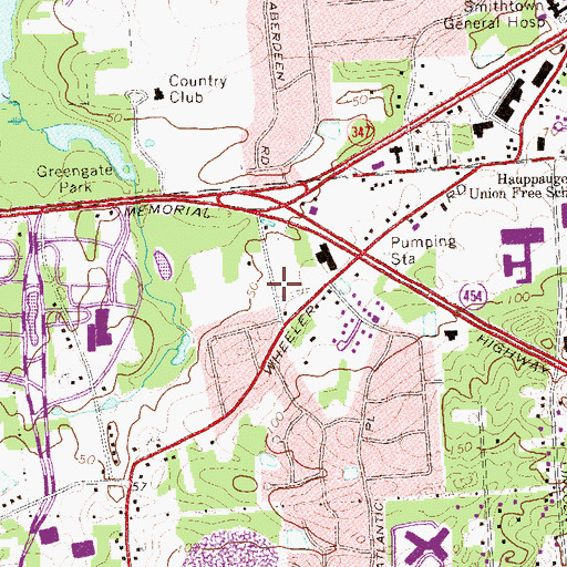 Topographic Map of Hauppauge Census Designated Place, NY