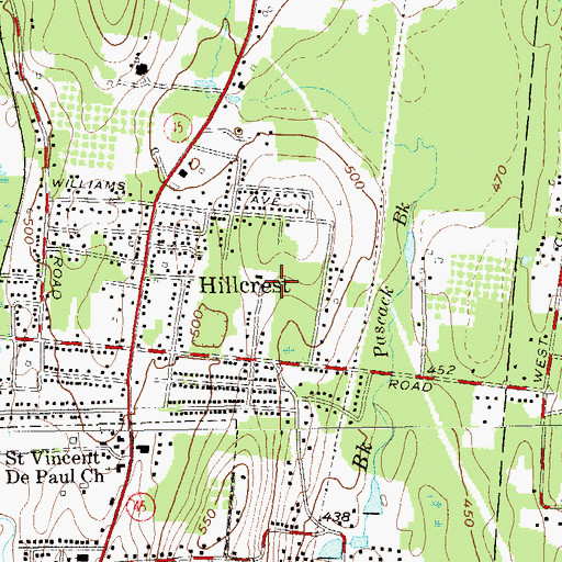Topographic Map of Hillcrest Census Designated Place, NY