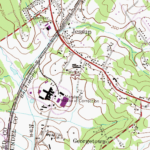 Topographic Map of Jessup Census Designated Place, MD