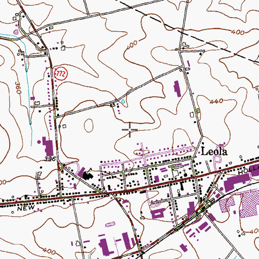Topographic Map of Leola Census Designated Place, PA