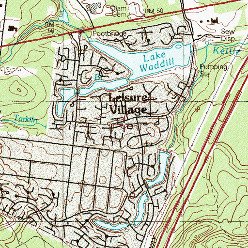 Topographic Map of Leisure Village Census Designated Place, NJ