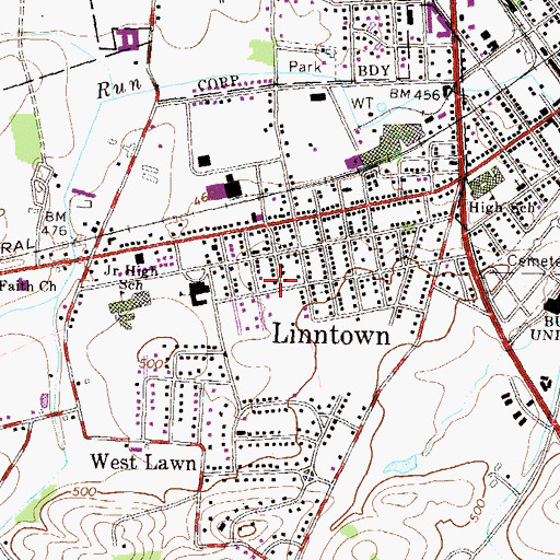 Topographic Map of Linntown Census Designated Place, PA