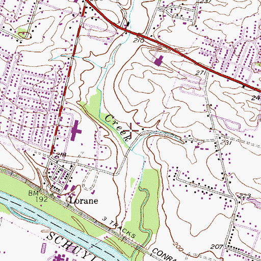Topographic Map of Lorane Census Designated Place, PA