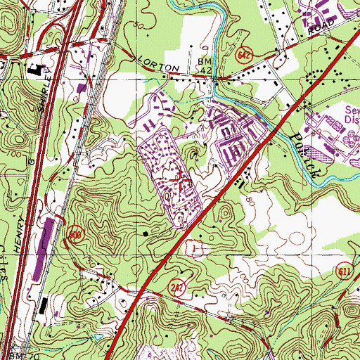 Topographic Map of Lorton Census Designated Place, VA